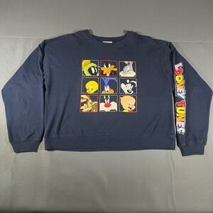 Looney Tunes Crewneck Sweatshirt‎ Cartoon Character Graphic Blue XXXLG Pullover